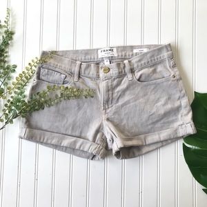 Frame Le Cutoff shorts cuffed hem putty grey